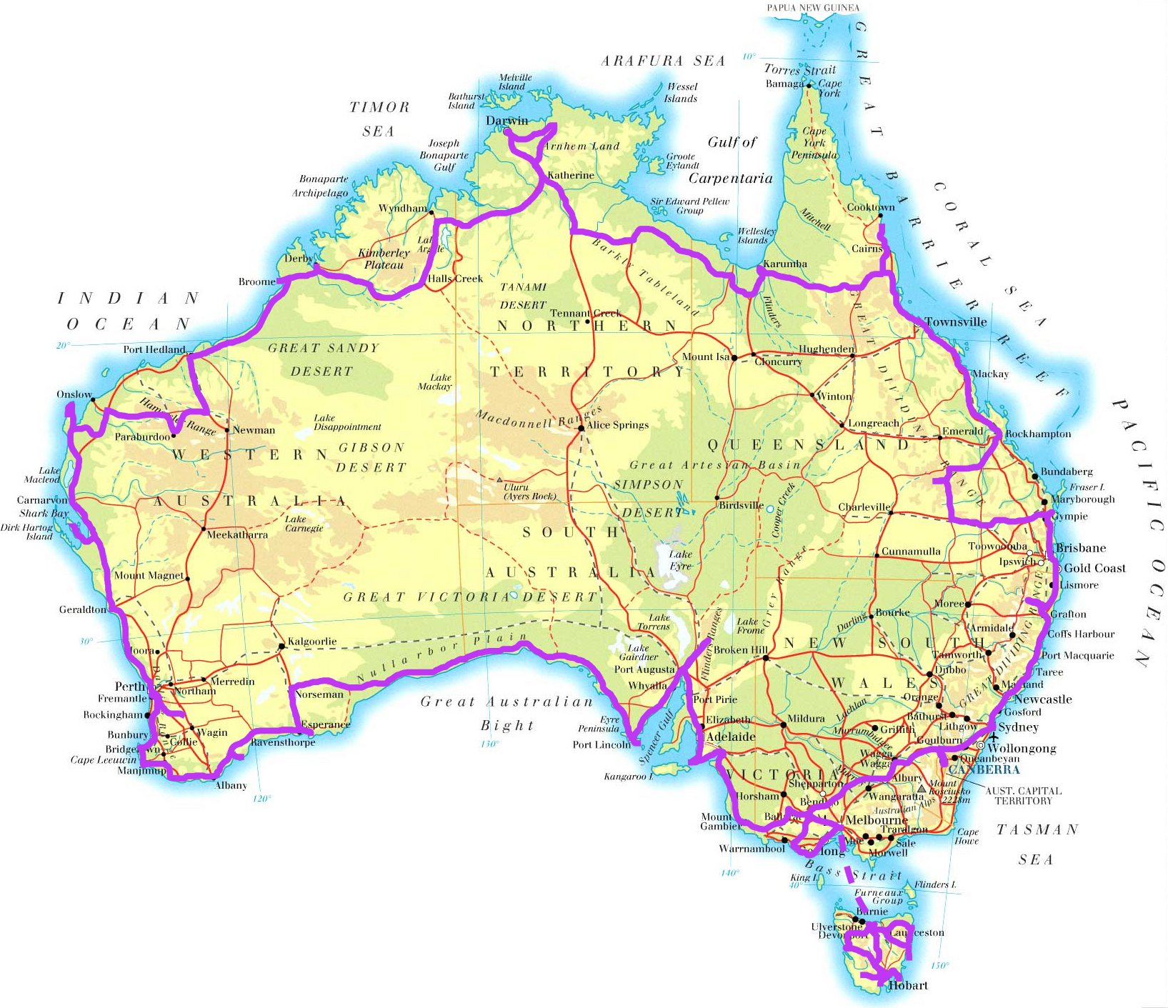 travel distances australia