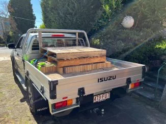 Isuzu D-Max LS-U crew Cab Trayback 4WD Ute loaded with pavers 2